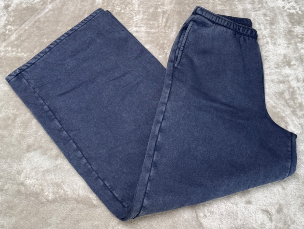 Gap Navy Blue Wash VintageSoft Baggy Wide Leg Sweatpants Womens Size S NWOT
